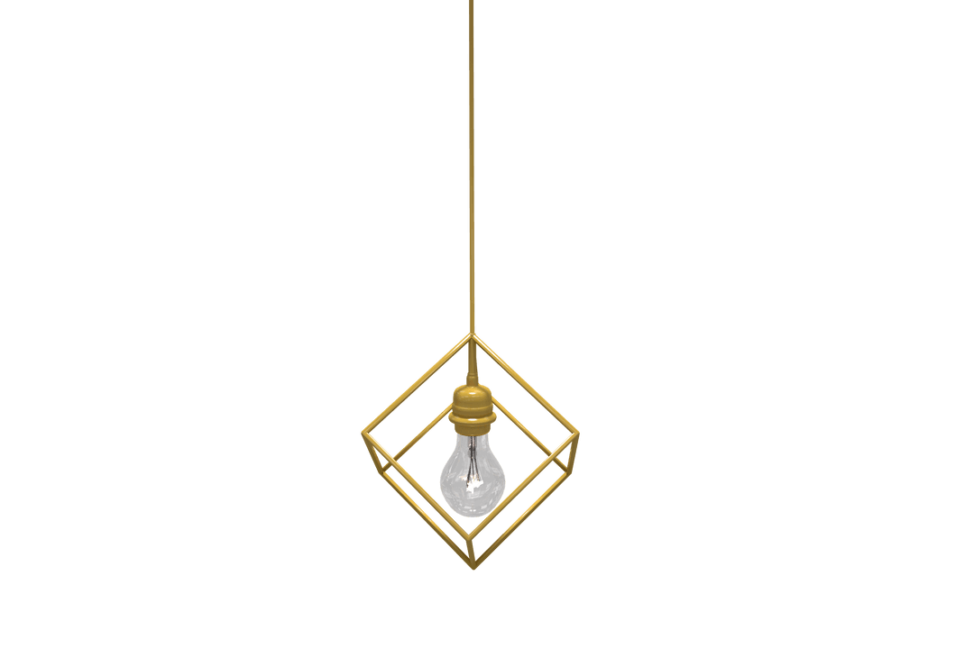 Transparent Yellow Pendant Light with Geometric Design