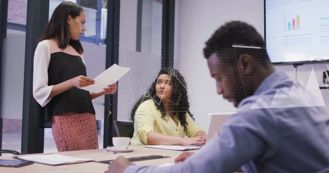 Diverse Business Team Collaborating with Digital Financial Interface