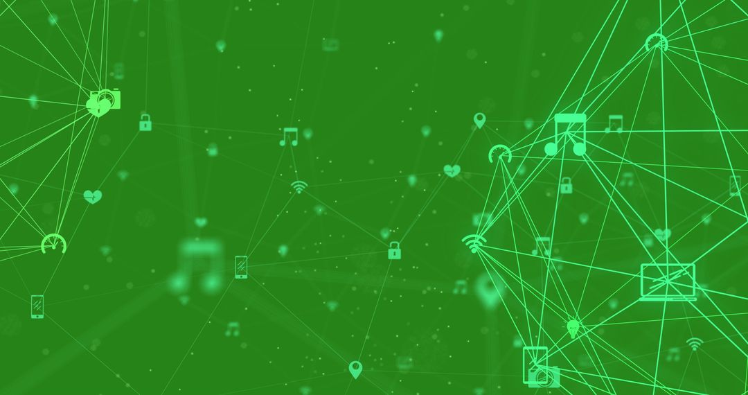 Abstract Green Digital Networking Connections and Icons