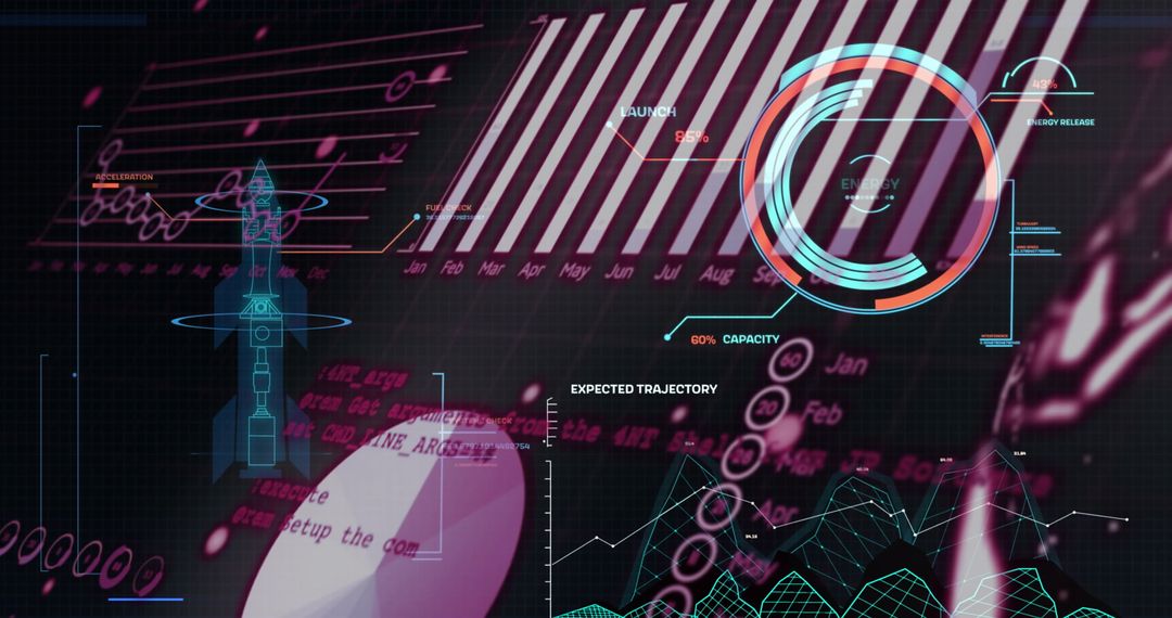 Futuristic Digital Interface with Various Data Visualizations