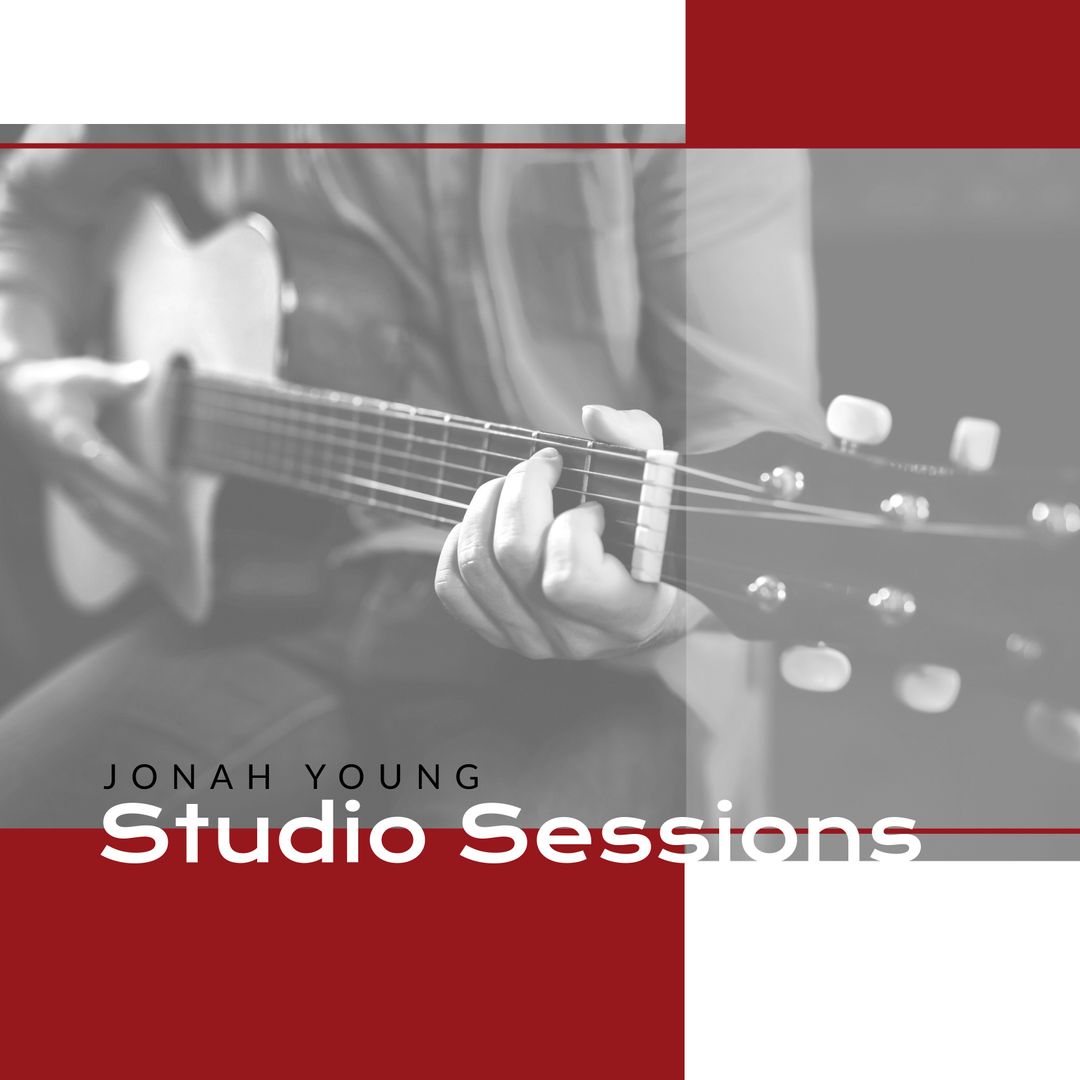 Musician Playing Guitar during Studio Sessions with Text Overlay - Download Free Stock Templates Pikwizard.com