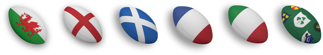 Transparent Rugby Balls with National Flags