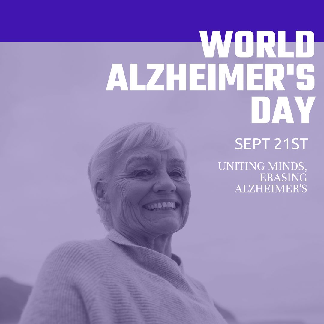 World Alzheimer's Day Banner with Senior Woman by the Seaside - Download Free Stock Templates Pikwizard.com