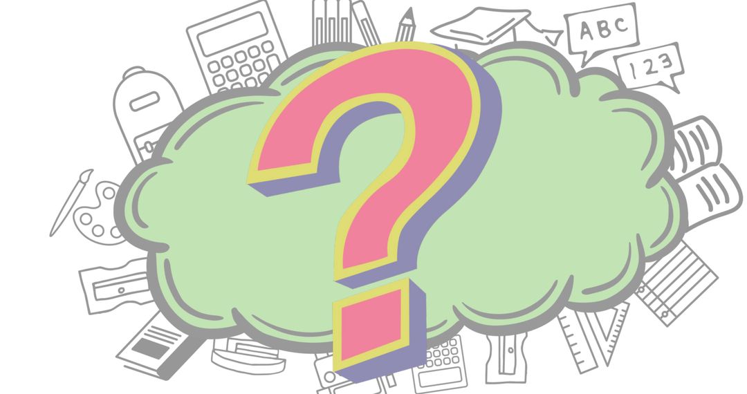 Question Mark with Educational Icons Conceptual Design