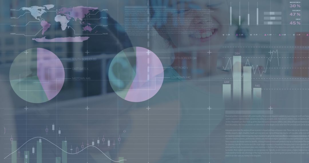 Happy Schoolgirl Integrating Global Financial Data Concept