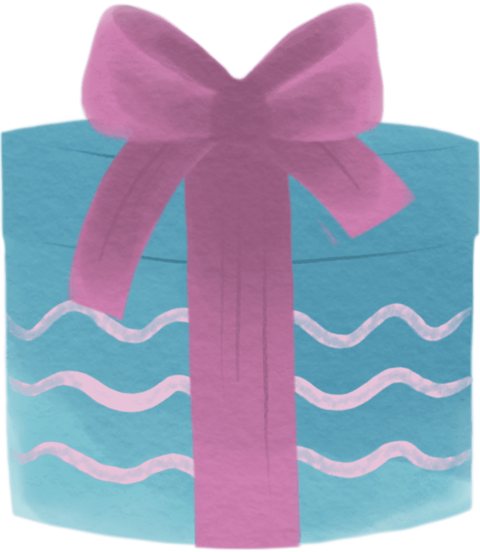 Transparent Gift Box with Pink Ribbon Illustration