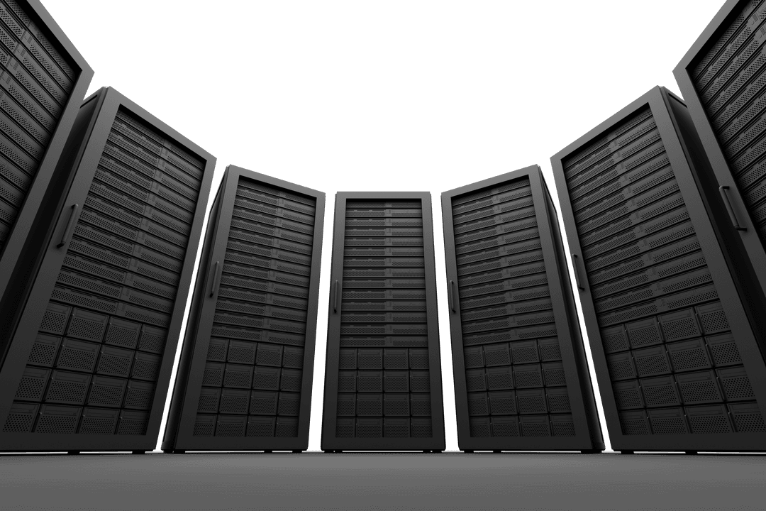 Transparent Digital Server Racks Data Storage Illustration