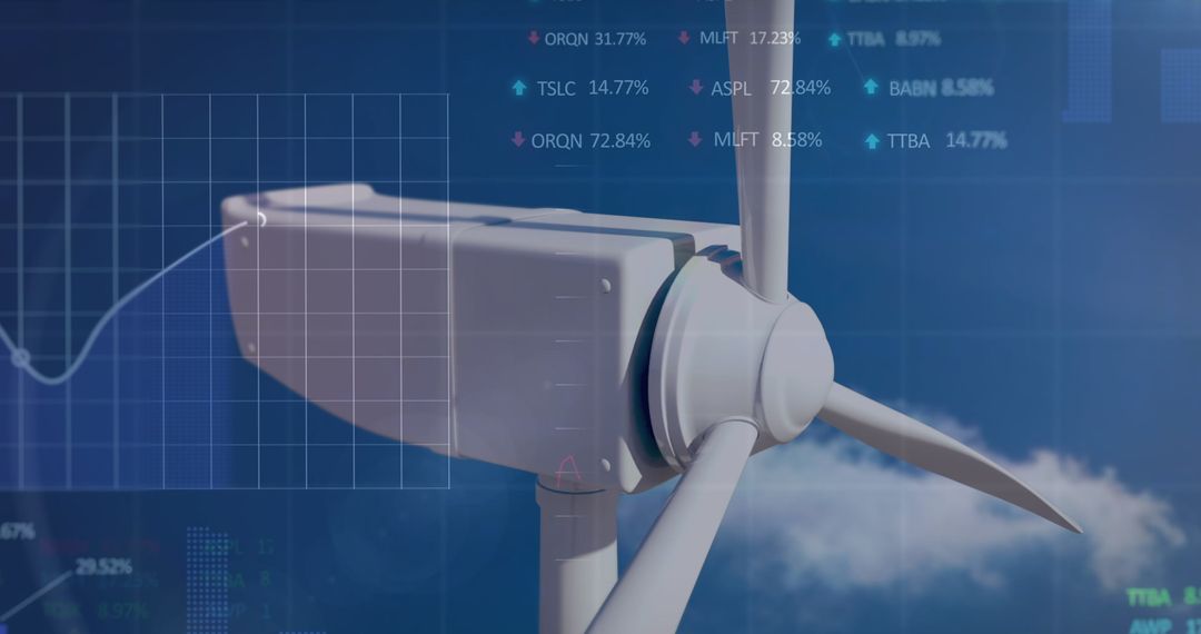Wind Turbine with Digital Financial Data Overlay