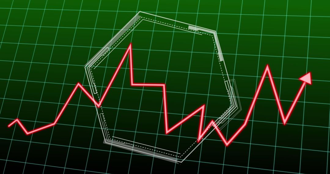Dynamic Red Line Graph Over Green Grid Background