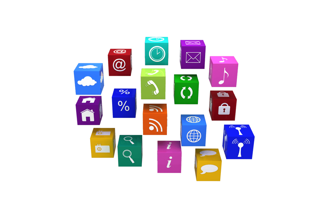 Transparent 3D Colorful Diverse Computer Icons Illustration