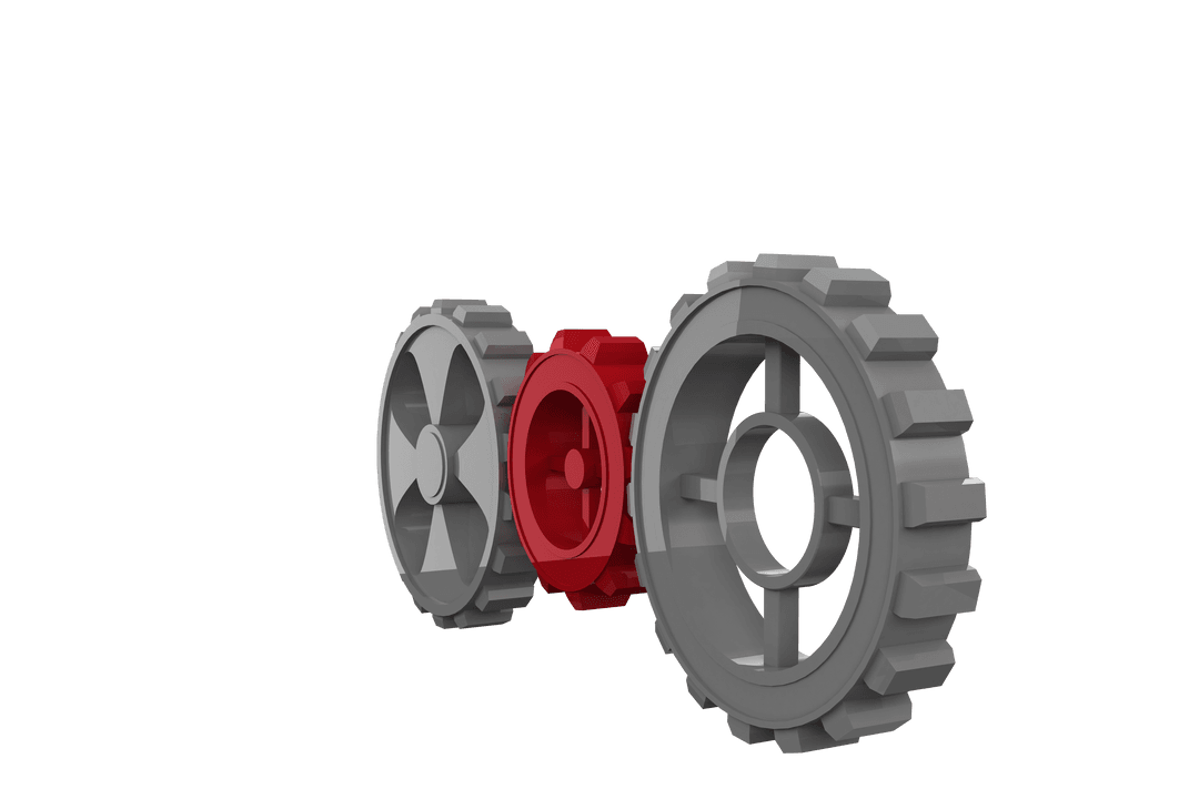 Transparent Digital Illustration of Three Connected Gears