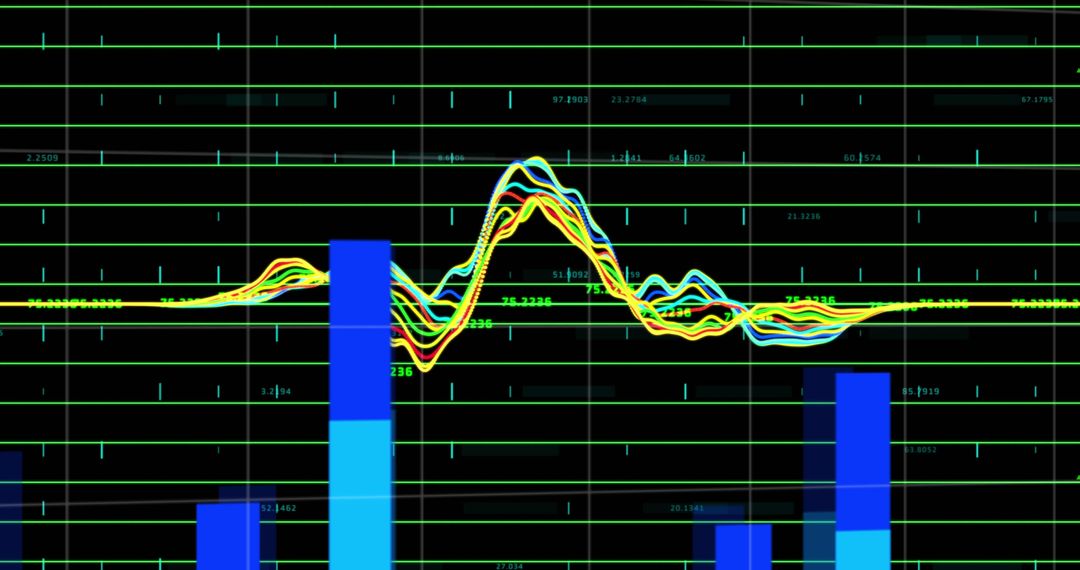 Colorful Data Visualization Graphs on Digital Grid