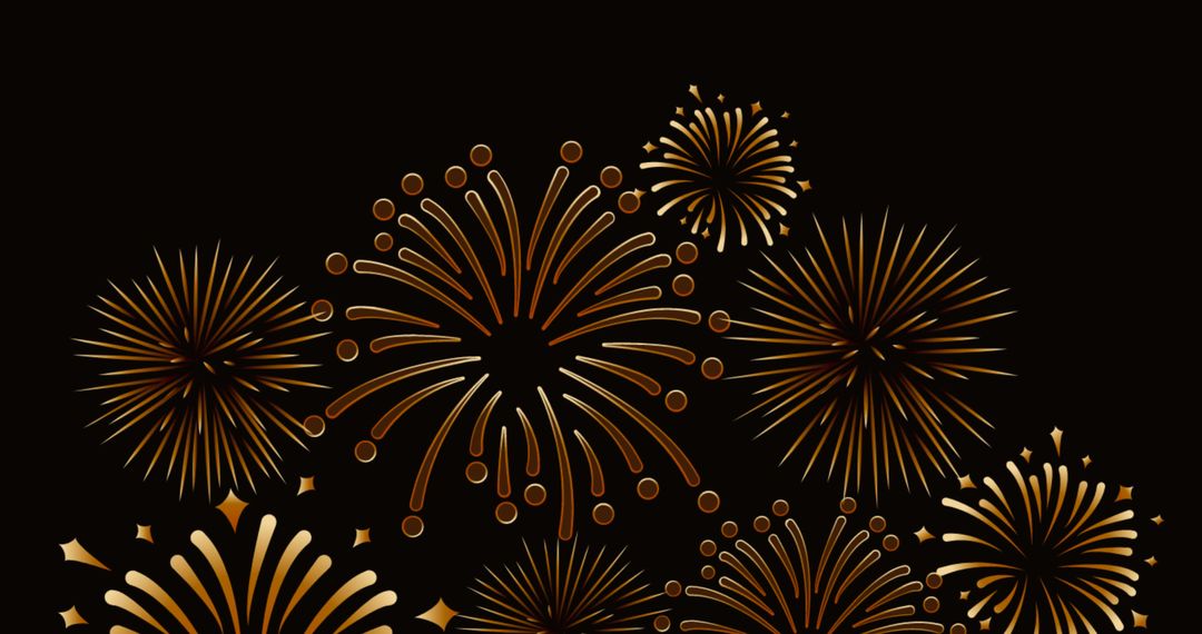 Gold Fireworks on Black Background Celebrating Exemplifying Joy