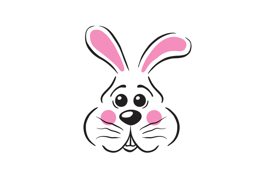 Cutesy Pink Easter Bunny Drawing on Transparent Background