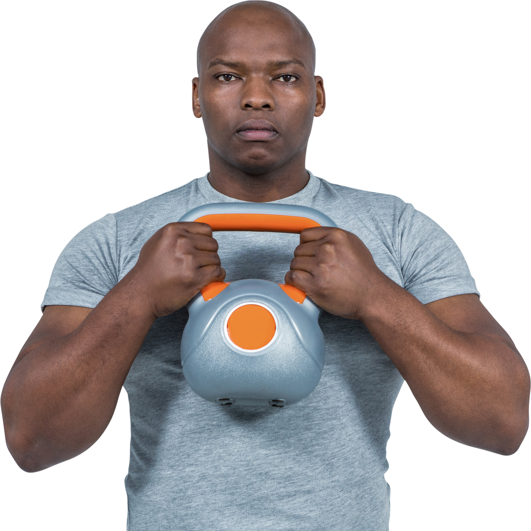 Fit man lifting kettlebell during workout, transparent background - Download Free Stock Images Pikwizard.com