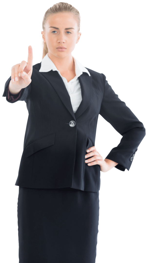 Angry Businesswoman Pointing Finger on Transparent Background