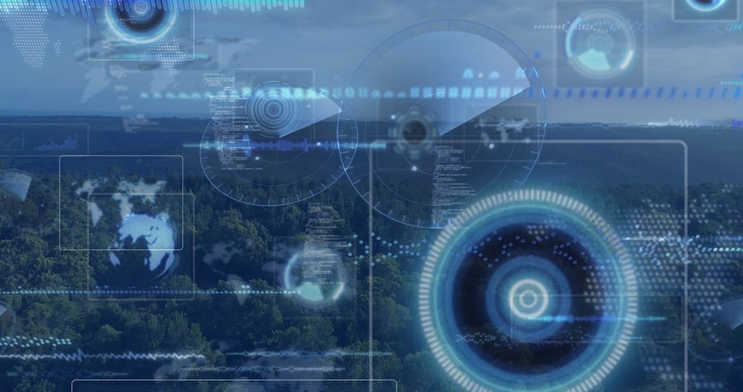 Digital Interface Over Wilderness Landscape