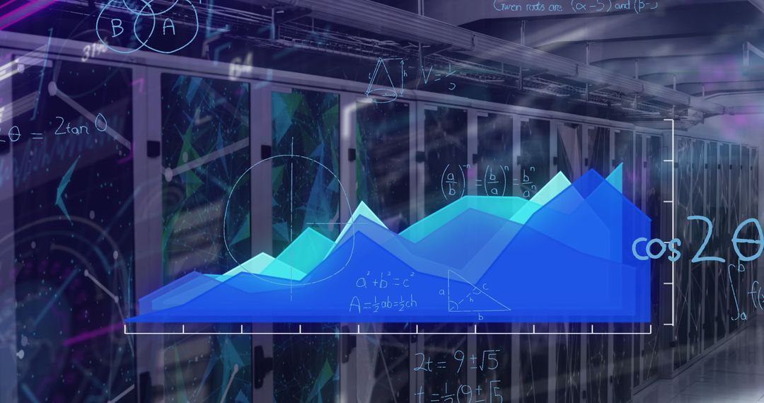 Digital Data Stream Through Modern Server Room