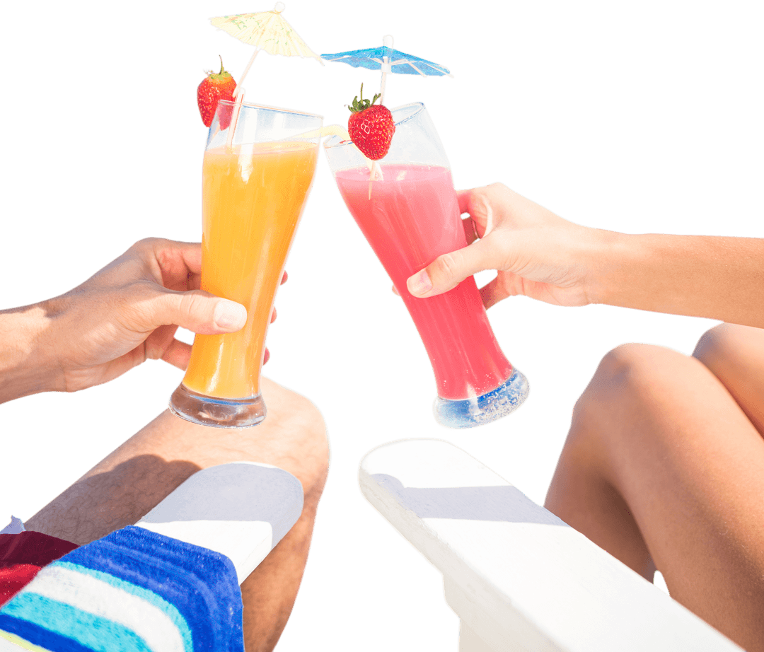 Couple Toasting with Colorful Drinks with Transparent Background