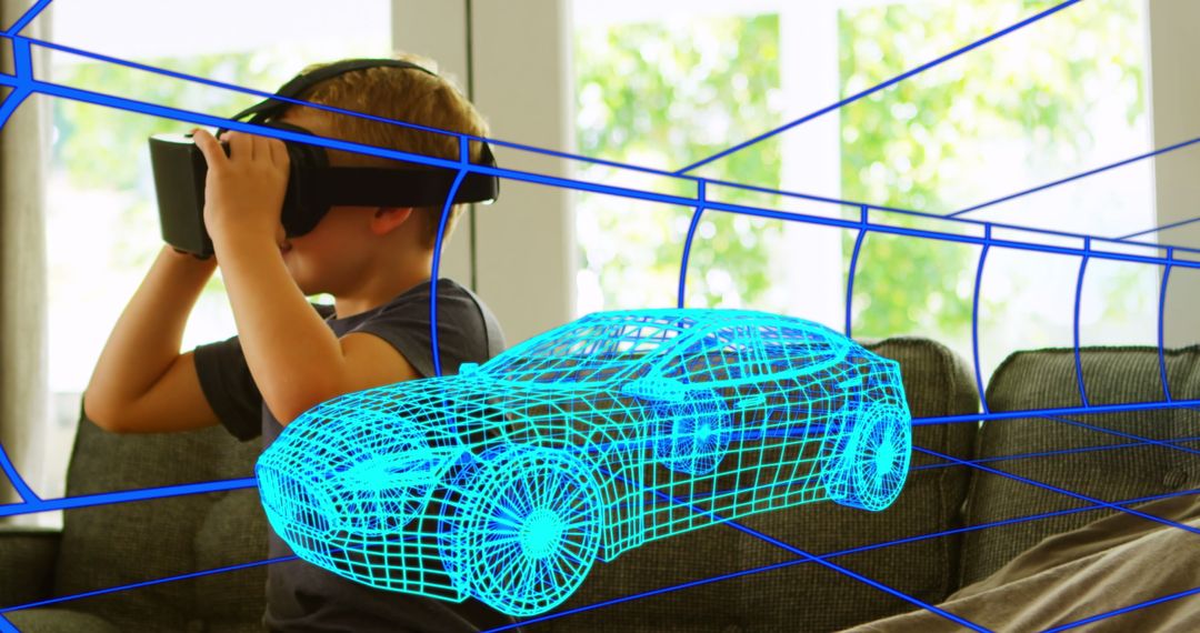 Child Experiencing 3D Car Design Through Virtual Reality