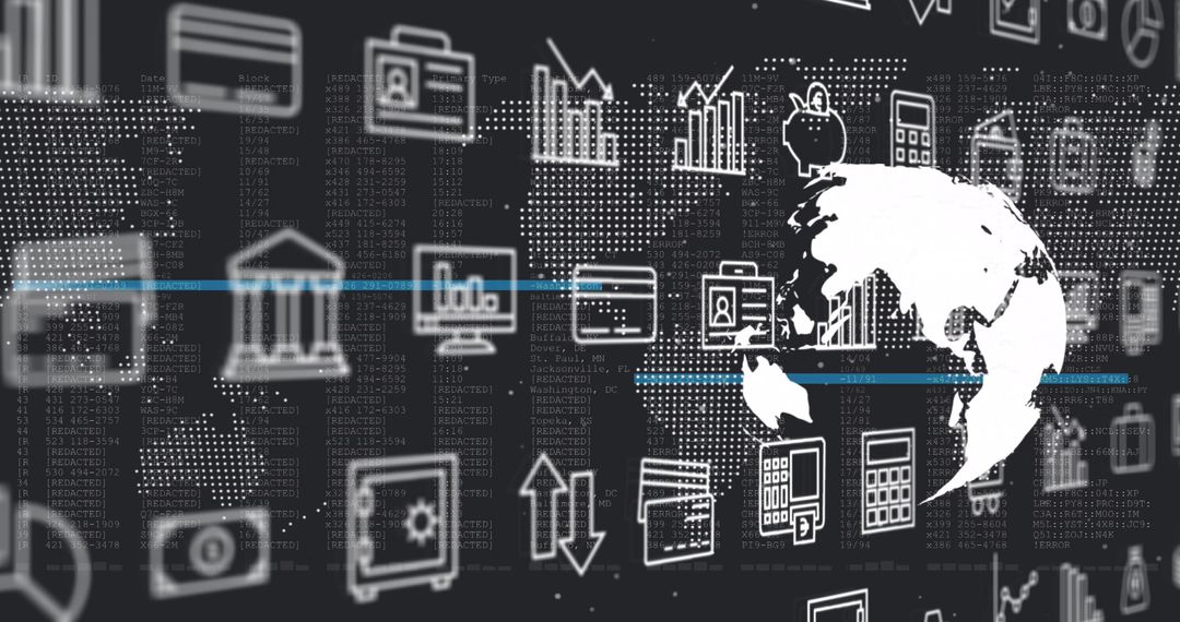 Global Digital Business and Data Processing Concept