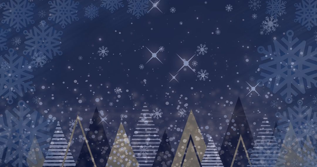 Festive Winter Scene with Christmas Trees and Snow Falling