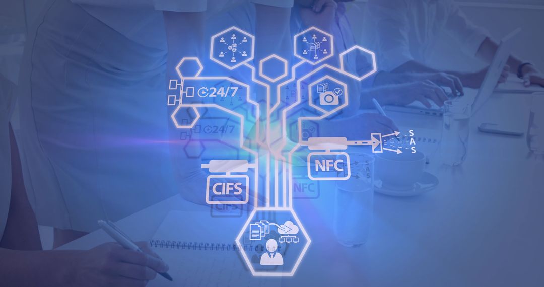 Digital Network with Businesspeople Interaction Concept