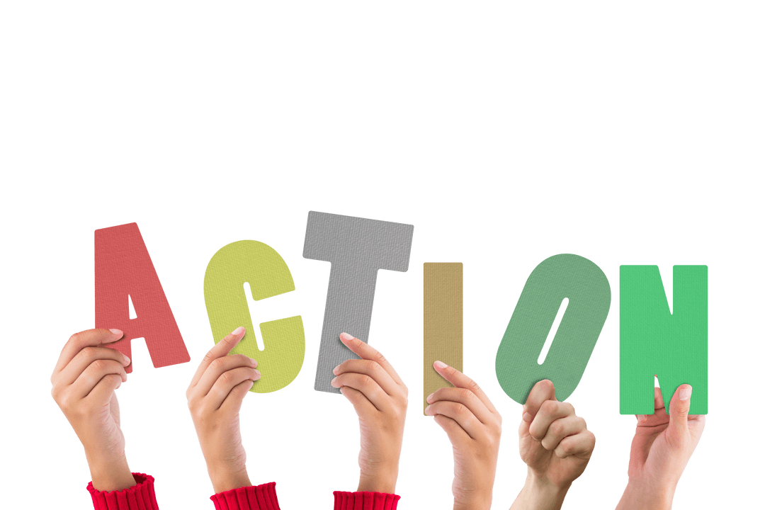 Hands Holding Action Letters Transparent Background Communication