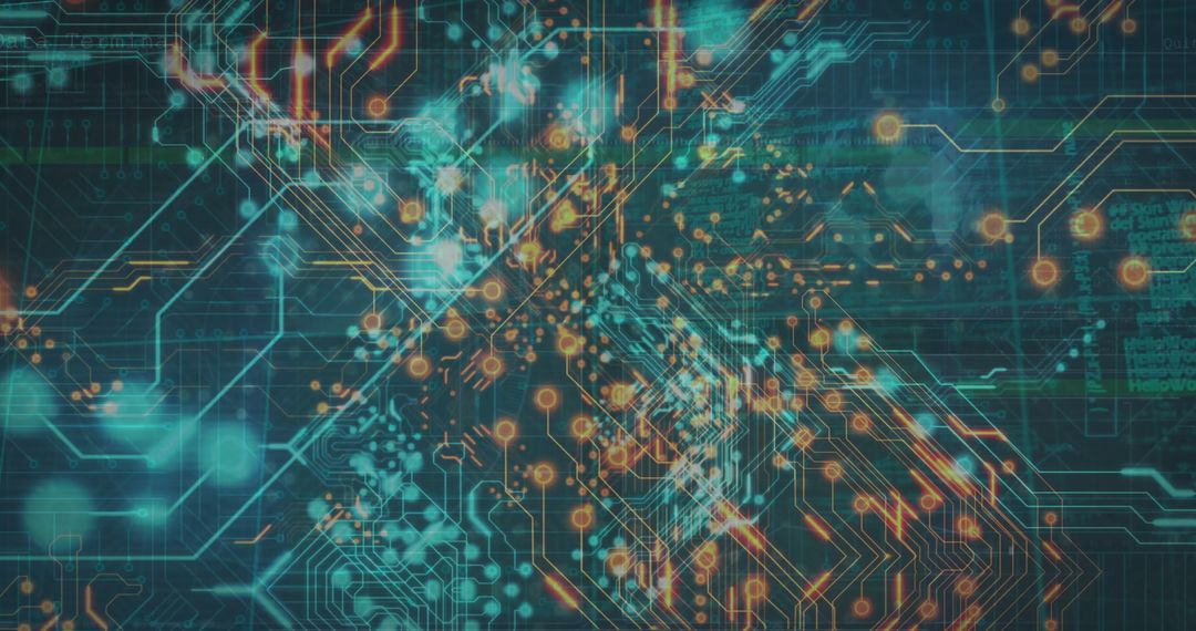 Futuristic Digital Circuit Board Illustration With Data Flows
