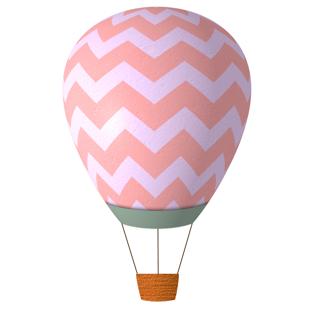 Pastel Chevron Air Balloon on Transparent Background for Designs