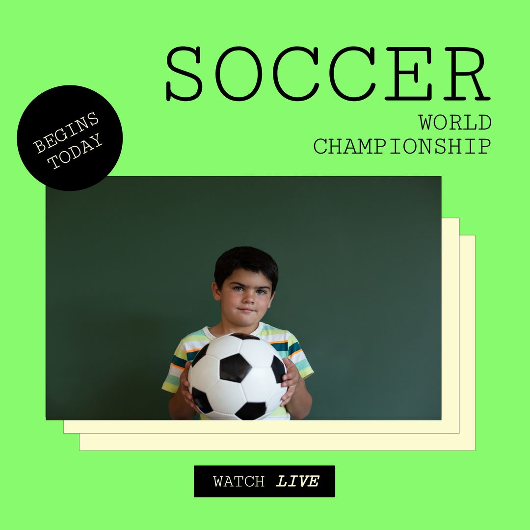 Child Holding Soccer Ball for Championship Promotion - Download Free Stock Templates Pikwizard.com