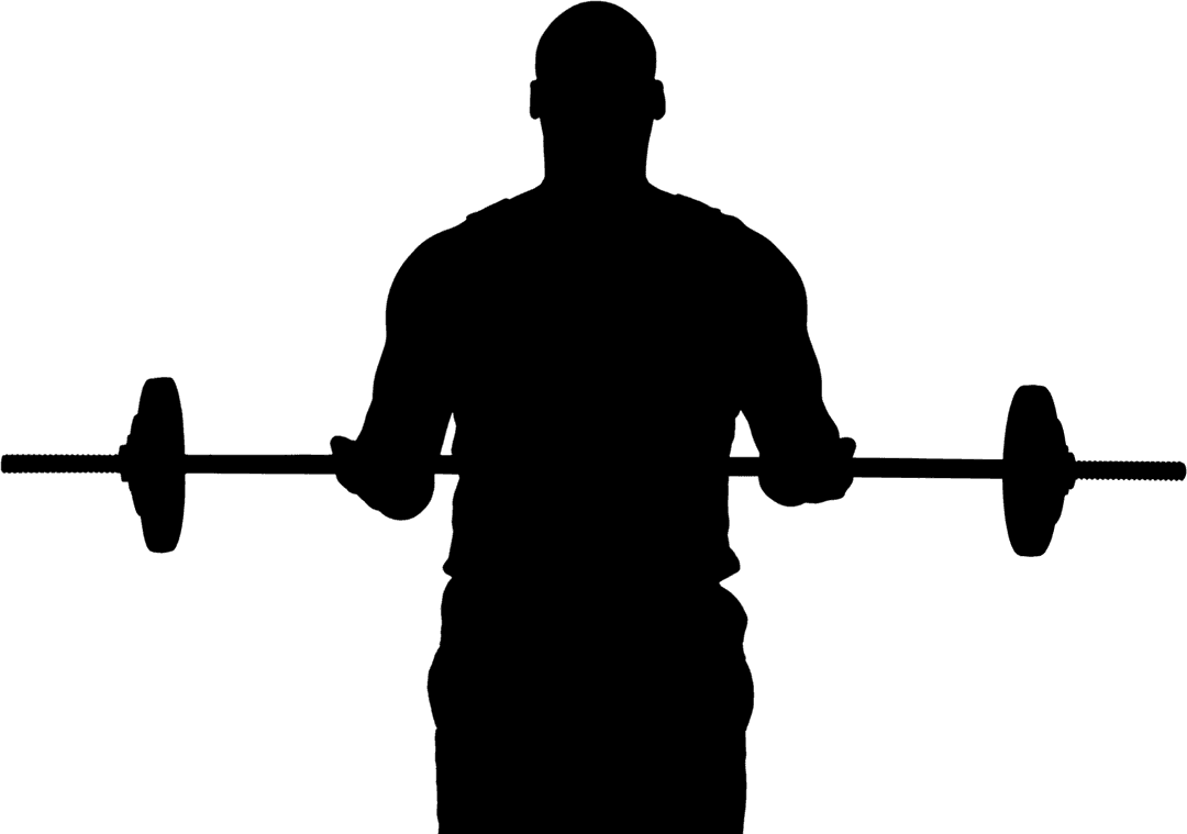 Silhouette of Sportsman with Weights on Transparent Background
