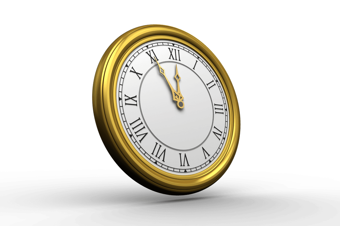 Transparent Gold Rimmed Clock with Roman Numerals