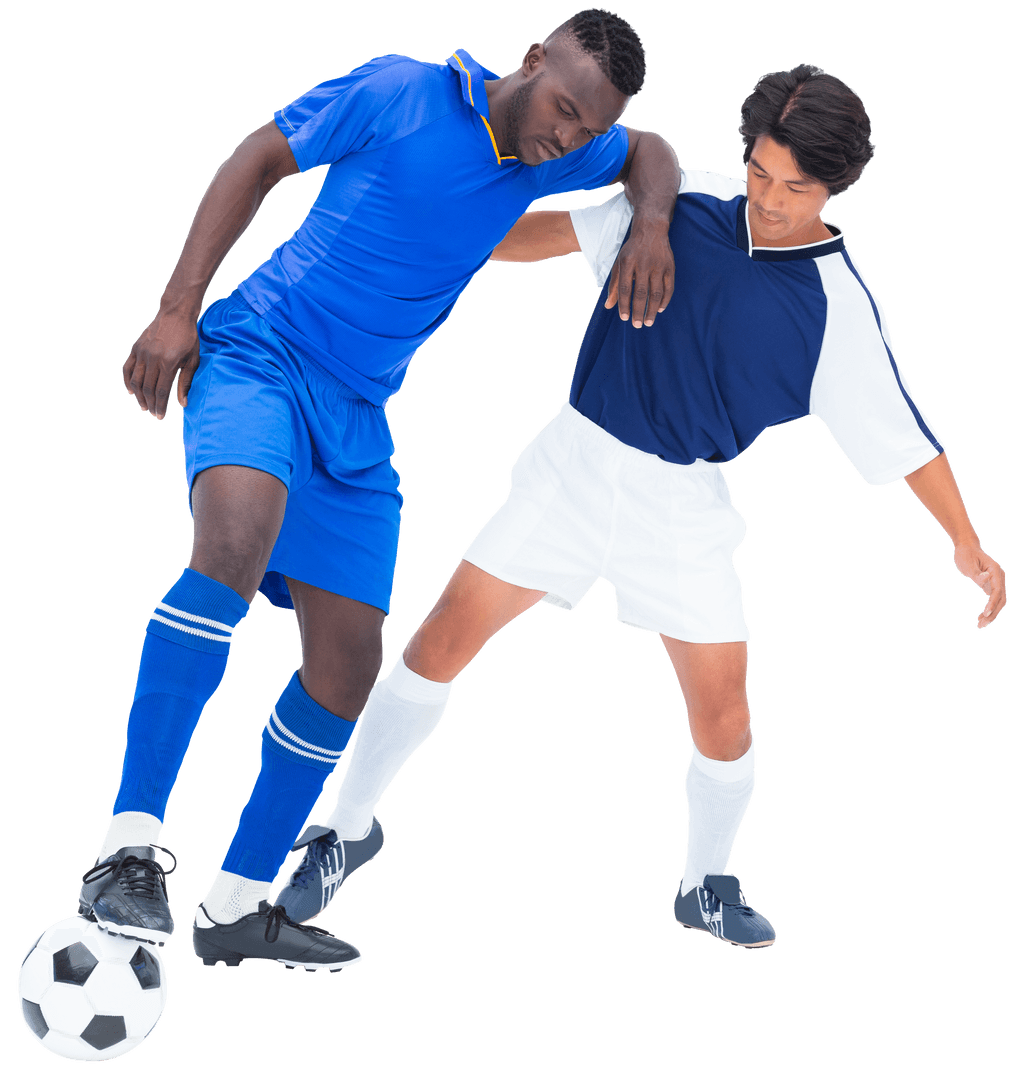 Transparent Football Players Battling for Ball