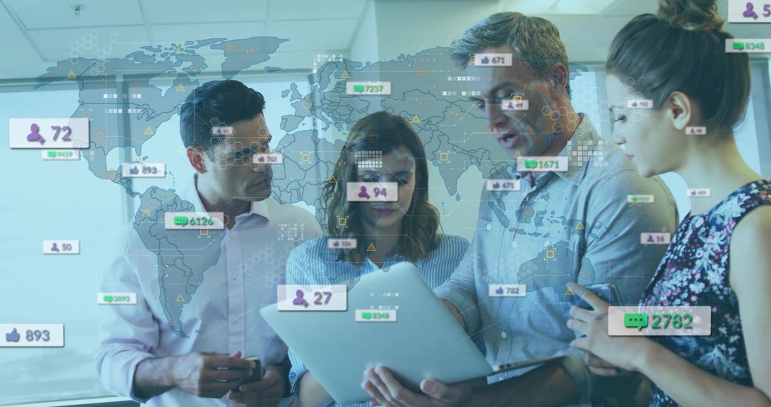 Colleagues Analyzing Digital Metrics in Modern Business Environment