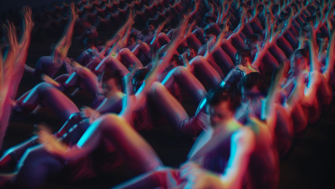 Energetic Workout Routine Under Neon Lights Captured in Motion