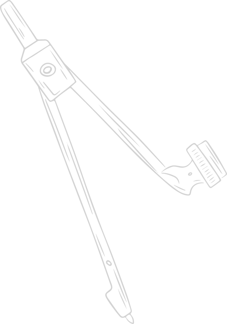 Transparent drafting compass line art for design and engineering
