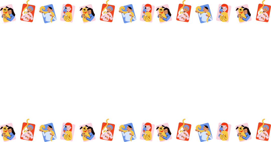 Colorful Vector Border with Baby and Flexing Arm Illustrations Transparent Center