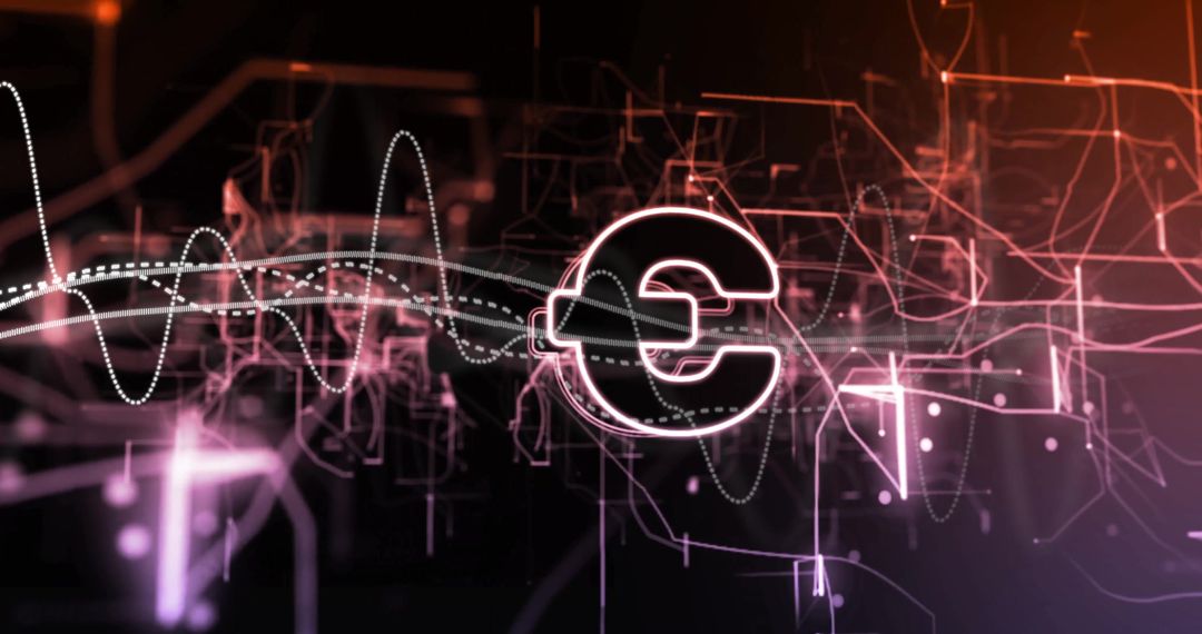 Digital Euro Currency Concept with Abstract Network