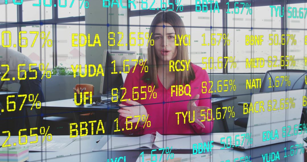 Confident Businesswoman Presenting Financial Data with City View