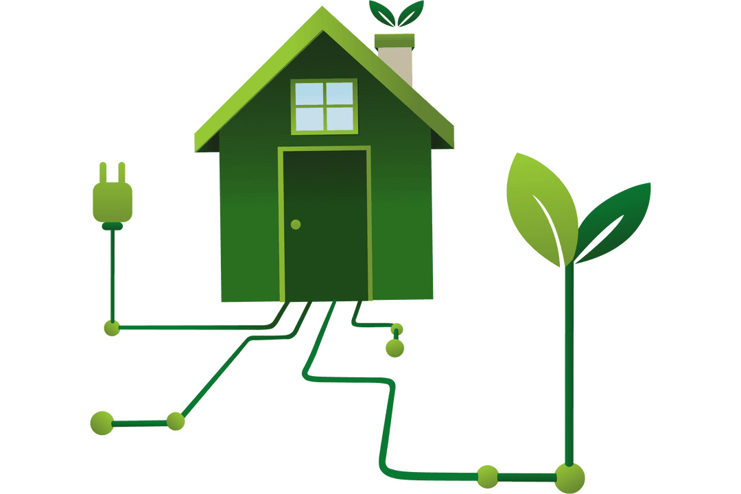 Eco-Friendly Smart Home Illustration on Transparent Background