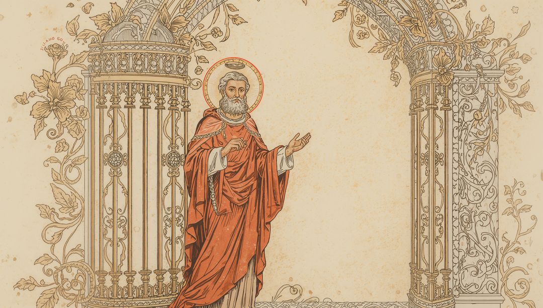 Renaissance Illuminated Manuscript of Bearded Saint with Red Robes