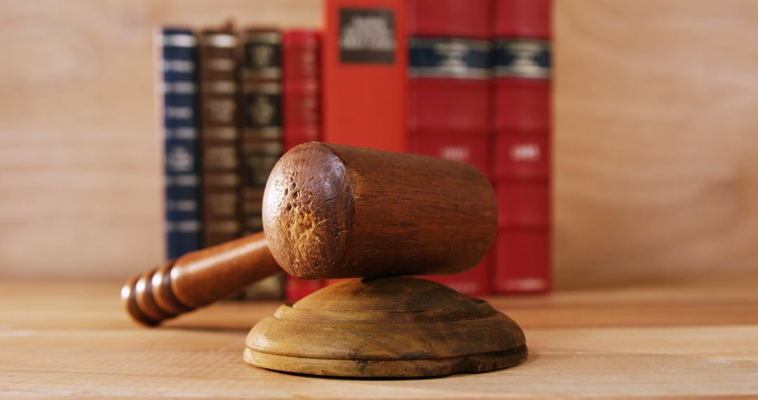 Close-up of Wooden Gavel and Block with Legal Books in Background - Free Images, Stock Photos and Pictures on Pikwizard.com