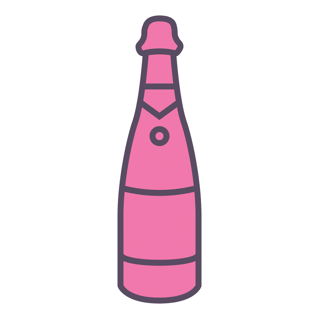 Pink Champagne Bottle on Transparent Background for Celebration Designs