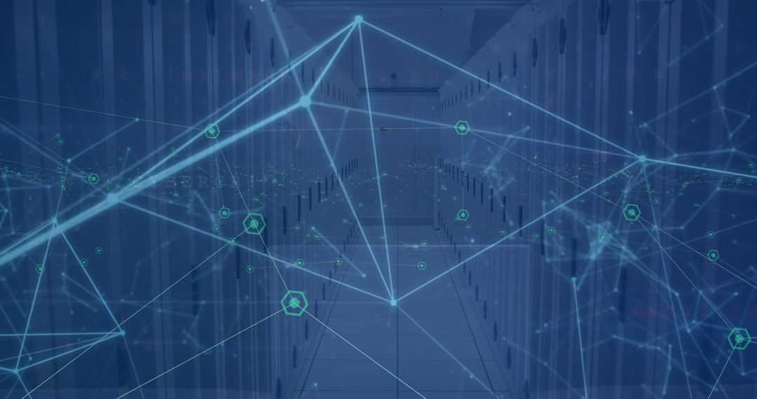 Futuristic Global Network Interface in Server Room