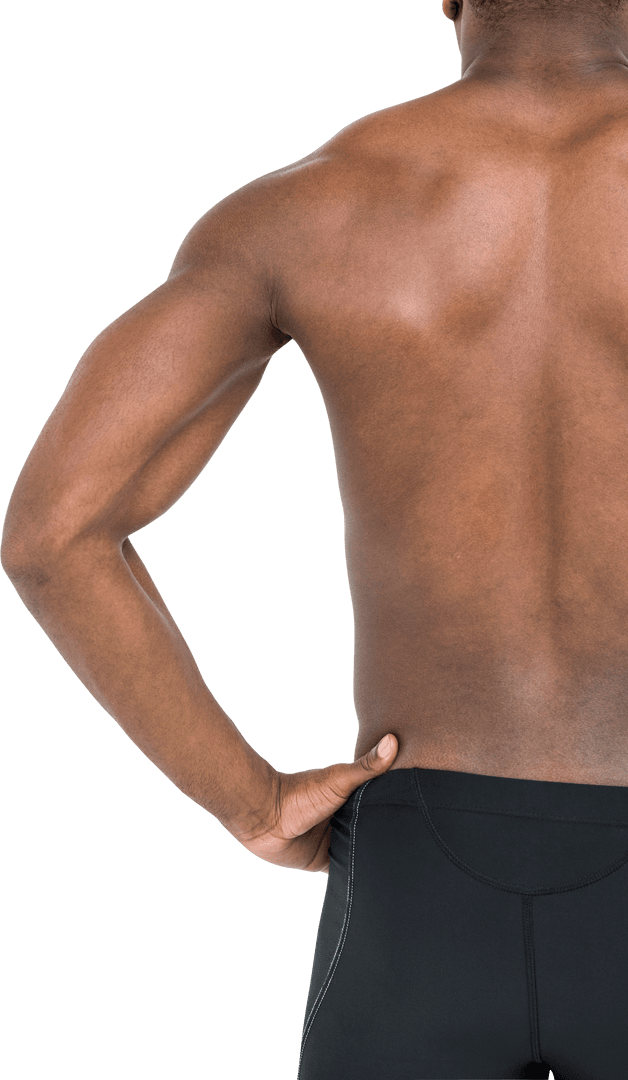 Transparent Midsection of Athlete in Swimwear