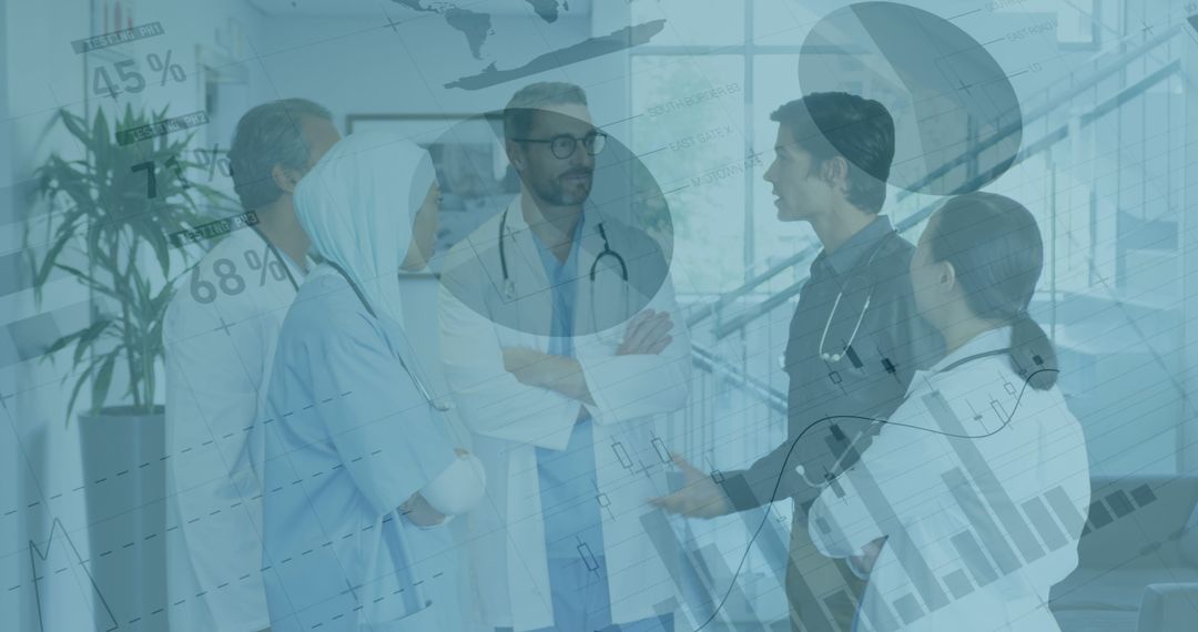 Healthcare Professionals Discussing Financial Data Analysis Strategy