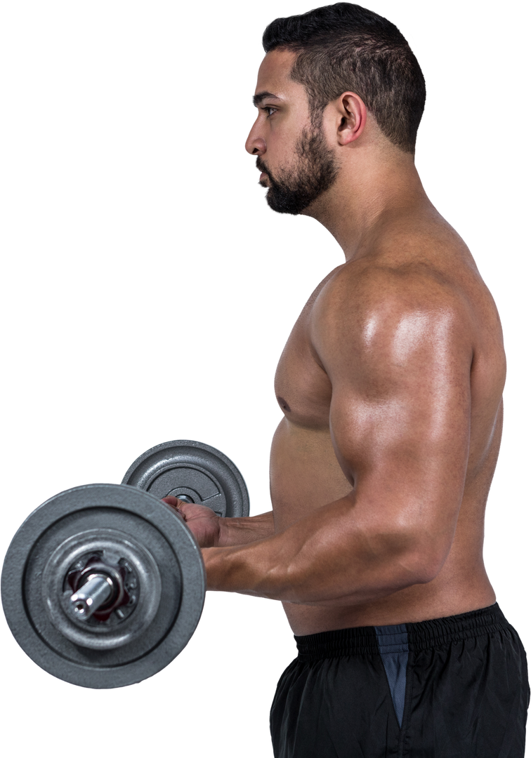 Transparent Background Muscular Man Lifting Barbell Side View - Download Free Stock Images Pikwizard.com