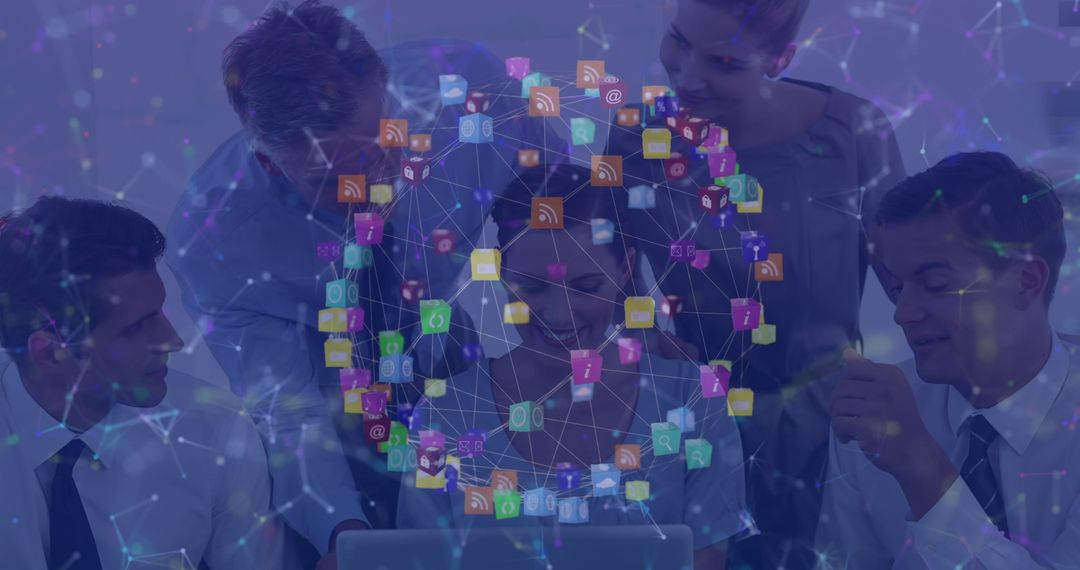 Collaborative Team with Digital Media and Data Overlay