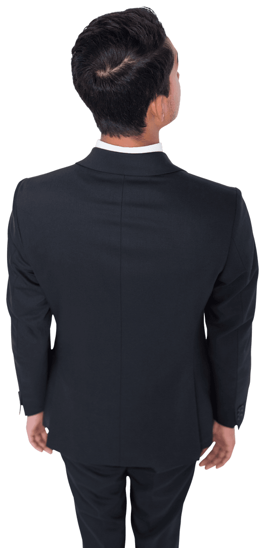 Transparent Background of Rear View Businessman in Formal Suit